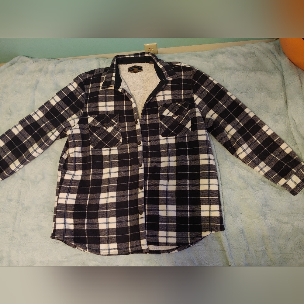 Faux sherpa plaid jacket